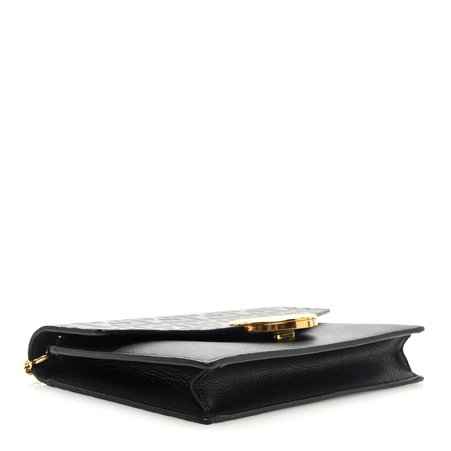 Vitello Cruise F is Fendi Bi-Color FF 1974 Embossed Medium Envelope Wallet On Chain Black Maya
