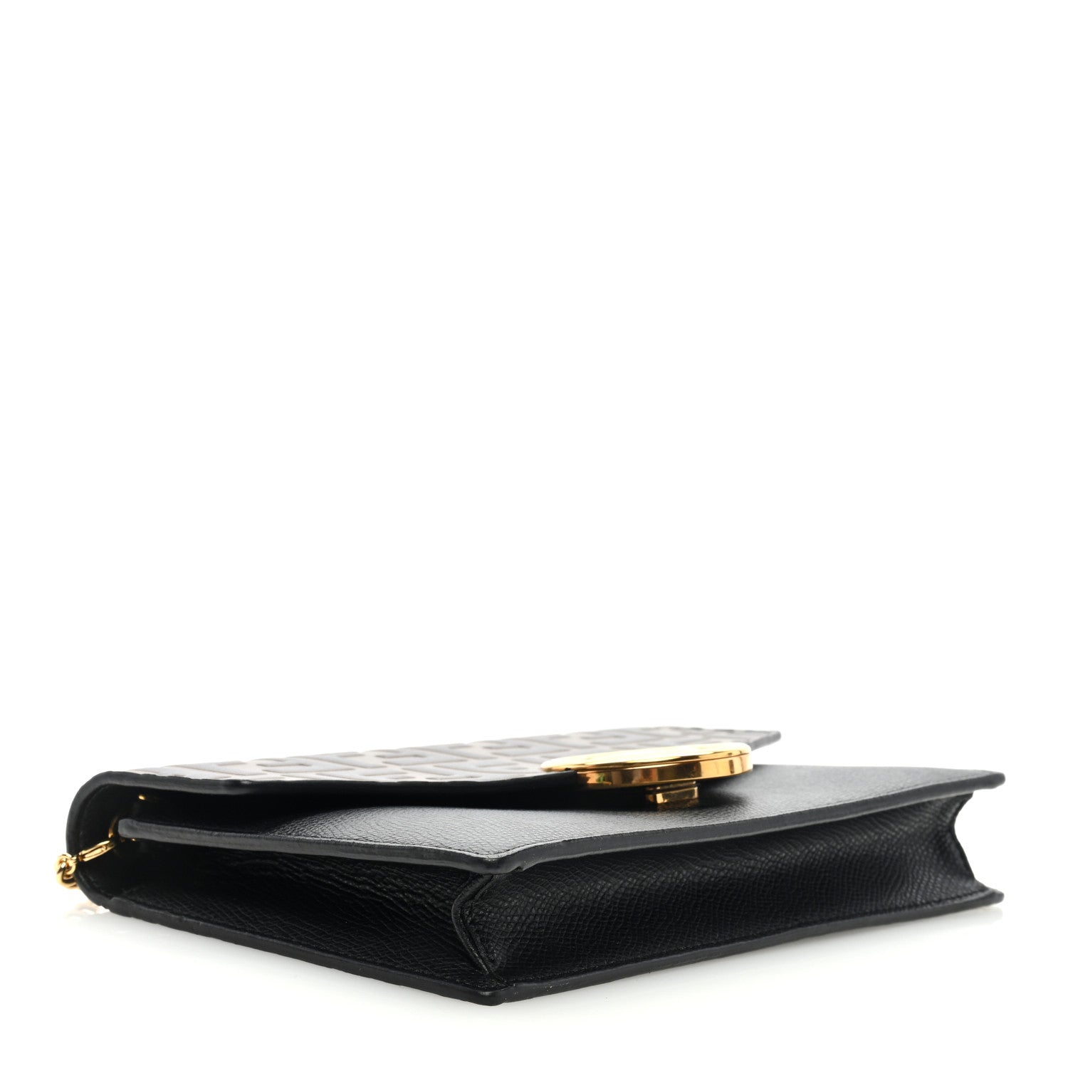 Fendi Vitello Cruise F is Fendi Bi-Color FF 1974 Embossed Medium Envelope Wallet On Chain Black Maya 4 of 9