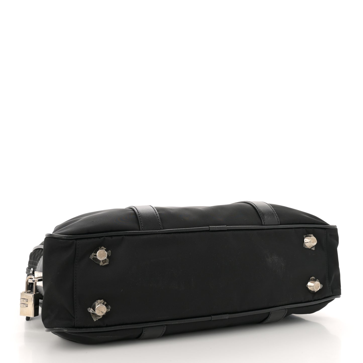 Tessuto Nylon Saffiano Metal Triangle Logo Work Bag Black
