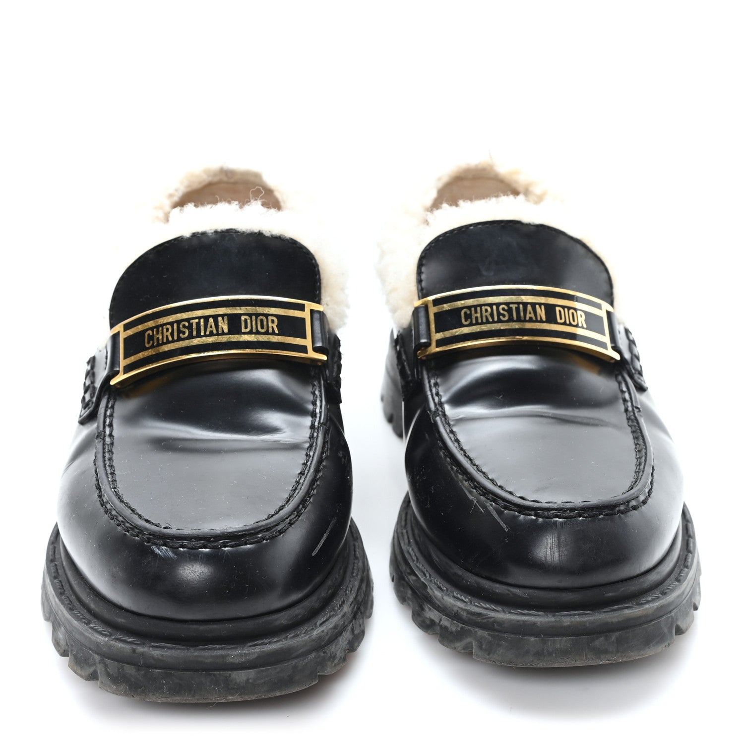 Christian Dior Brushed Calfskin Shearling Dior Code Lug Sole 15mm