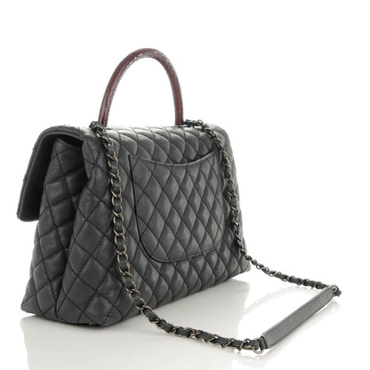 Chanel Caviar Lizard Quilted Medium Coco Handle Flap Grey 3 of 8