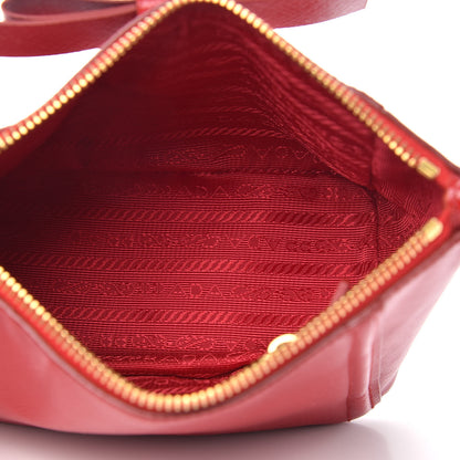Prada Saffiano Vernice Bow Cosmetic Pouch Rosso 5 of 9