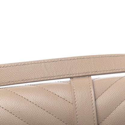 Saint Laurent Grain De Poudre Matelasse Chevron Large Monogram Satchel Dark Beige 7 of 10