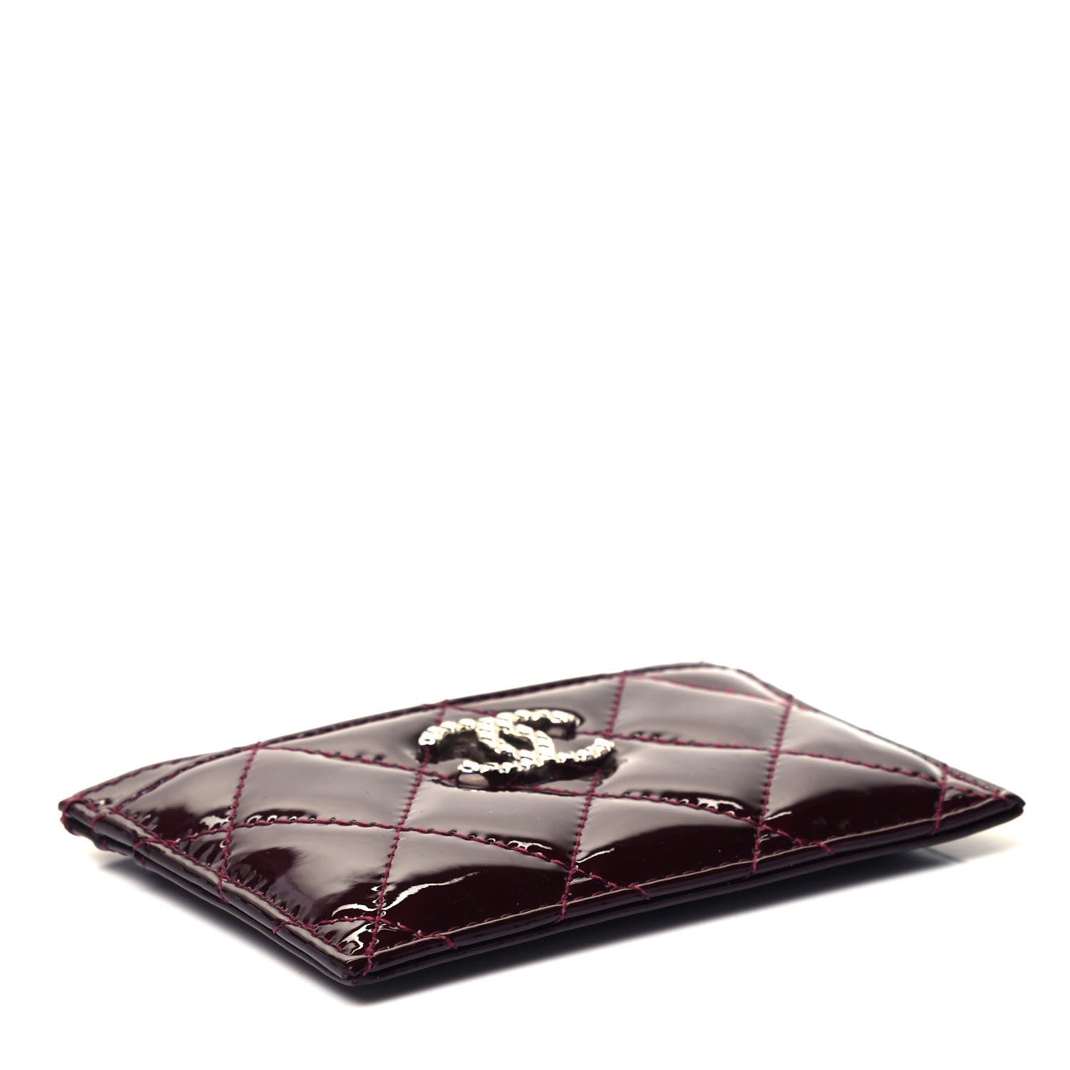 Chanel Patent Quilted Brilliant Card Holder Light Burgundy 4 of 8