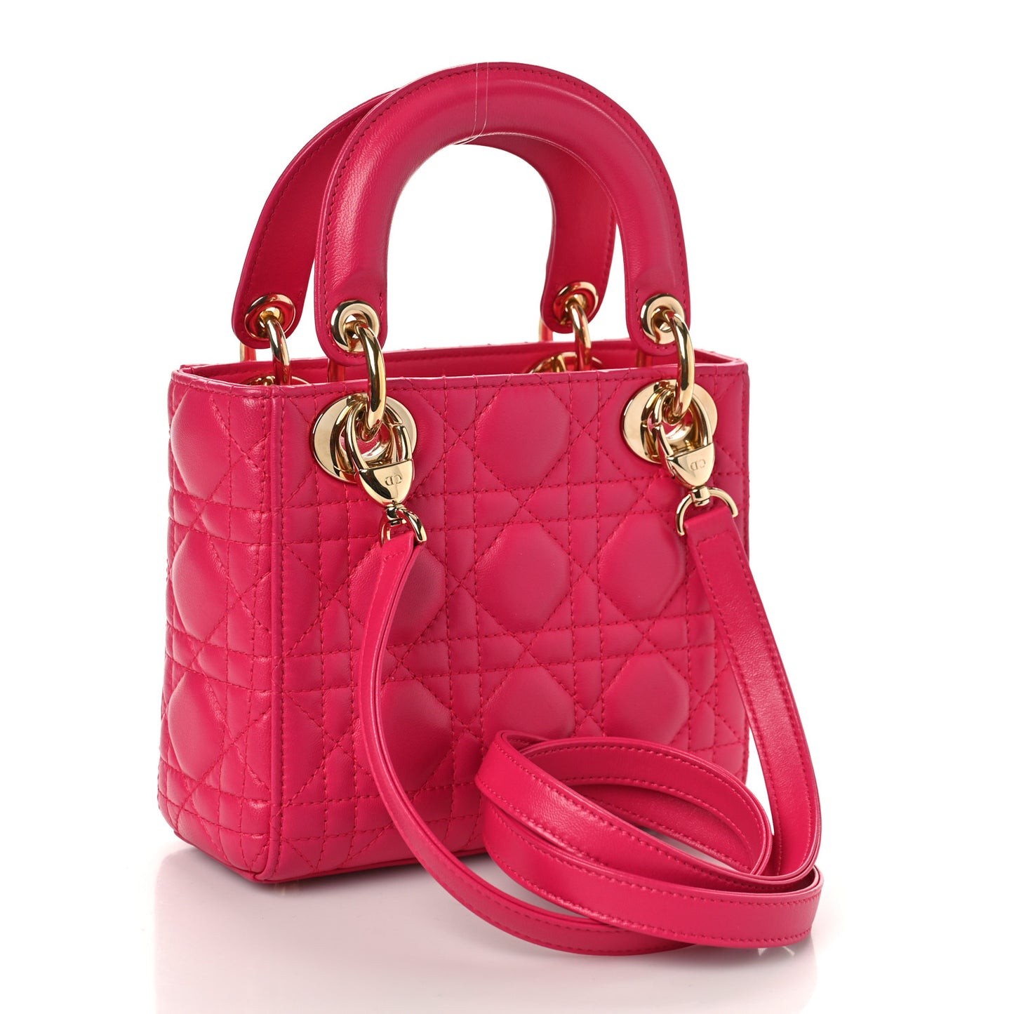 Lambskin Cannage Mini Lady Dior Fuchsia