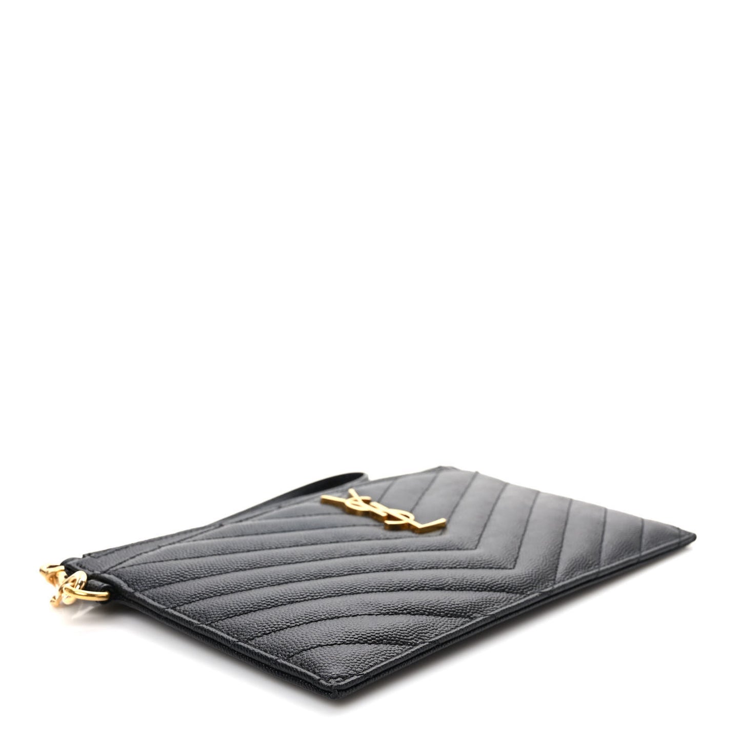 Grain De Poudre Chevron Monogram Large Bill Pouch Black
