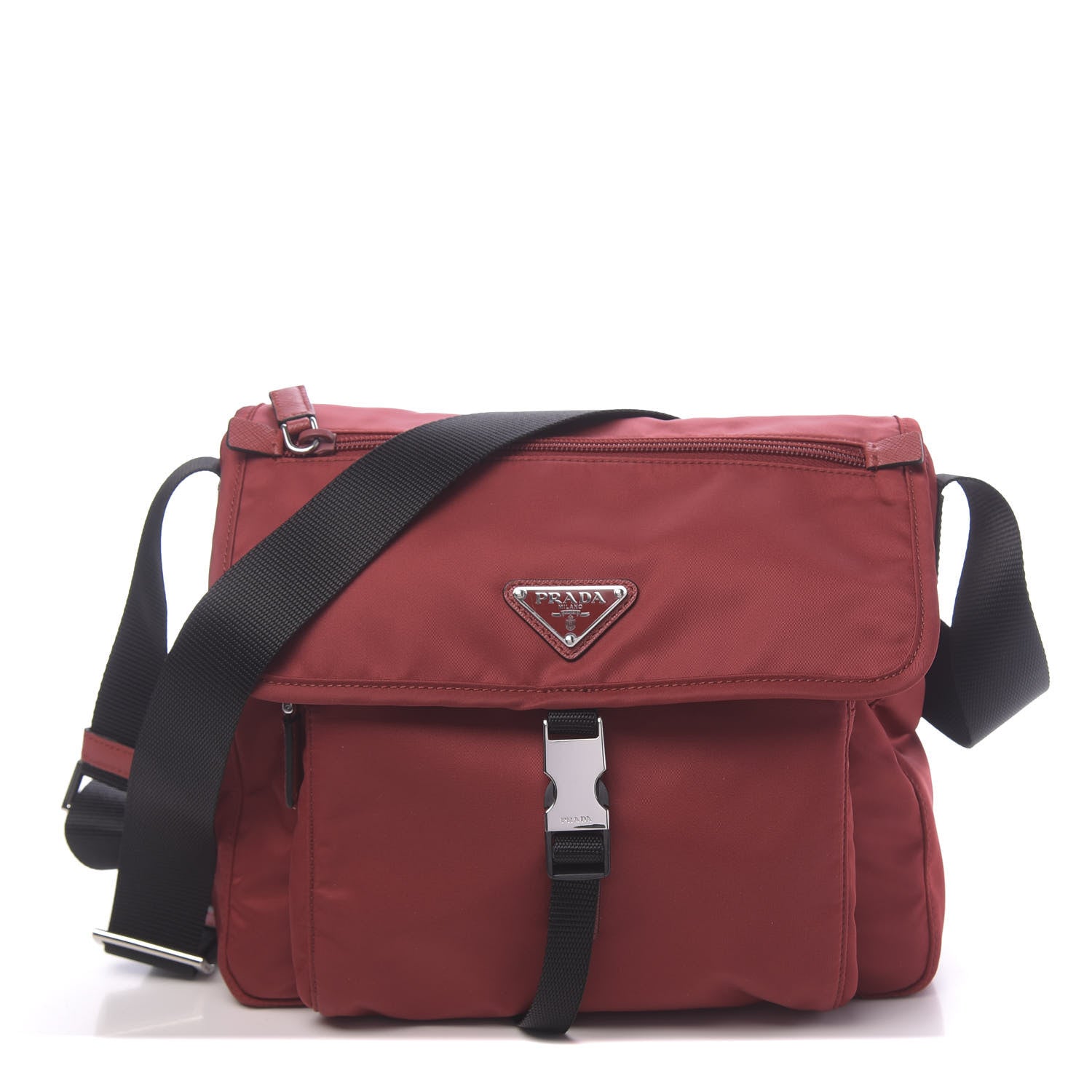 Prada Tessuto Nylon Saffiano Vela Messenger Fuoco 1 of 10