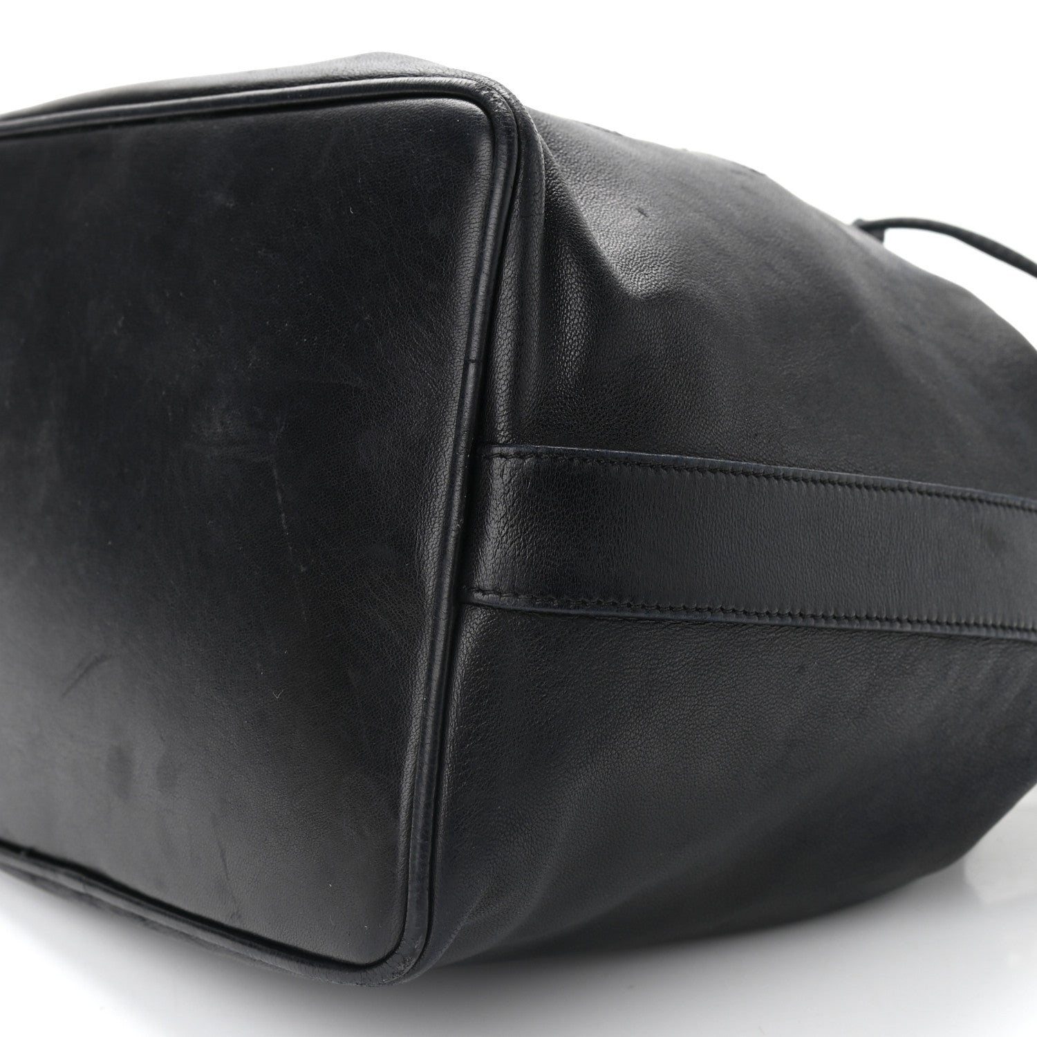 Chanel Lambskin CC Stitched Drawstring Bucket Bag Black 10 of 13