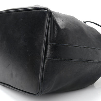 Chanel Lambskin CC Stitched Drawstring Bucket Bag Black 10 of 13