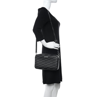 Balenciaga Coated Canvas BB Monogram Medium Signature Camera Bag Black Grey 2 of 8