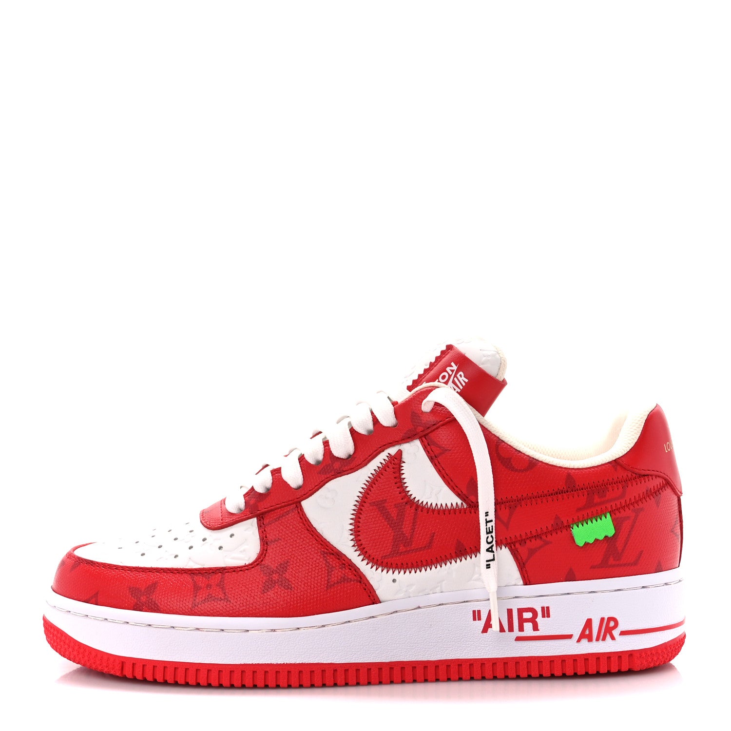 Louis Vuitton X NIKE AIR FORCE 1 Calfskin Monogram Mens Sneakers 8 Red 1 of 11