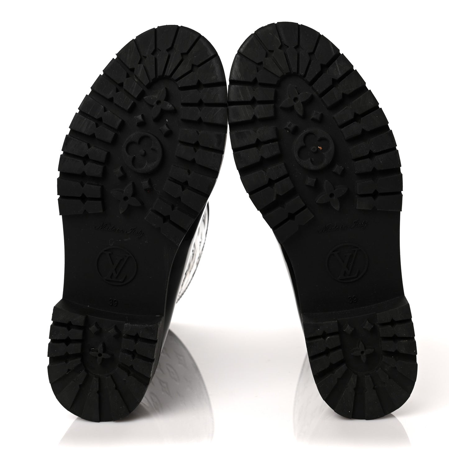 Rubber Embossed Monogram Splash Rain Short Boots 39 Black