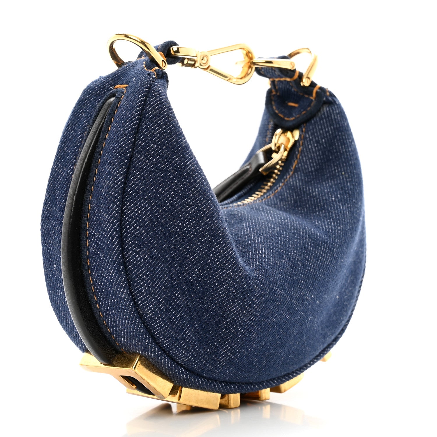 Fendi Denim Shiny Nappa Nano Fendigraphy Hobo Charm Blue Moro 3 of 10