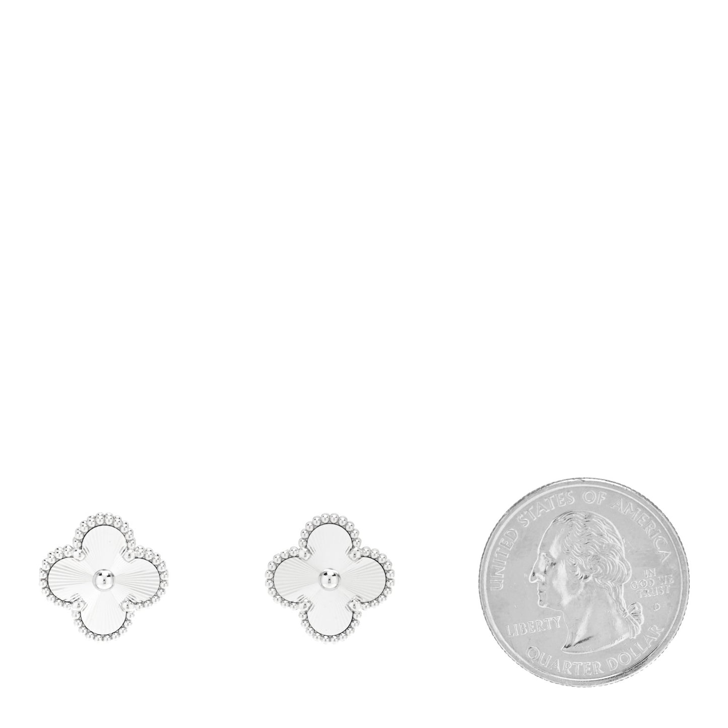 18K White Gold Guilloche Vintage Alhambra Earrings