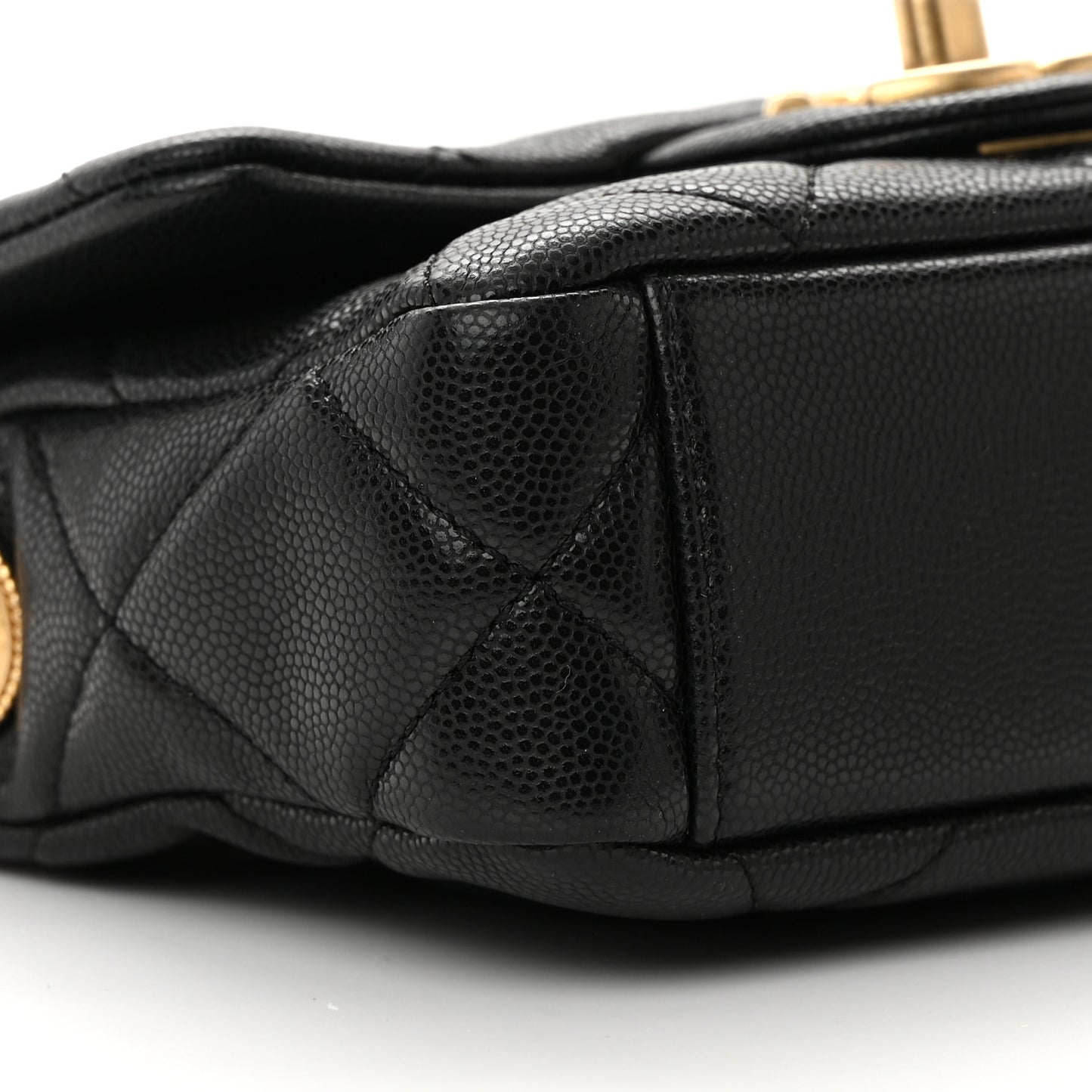 Caviar Quilted Mini Twist Your Buttons Flap Black