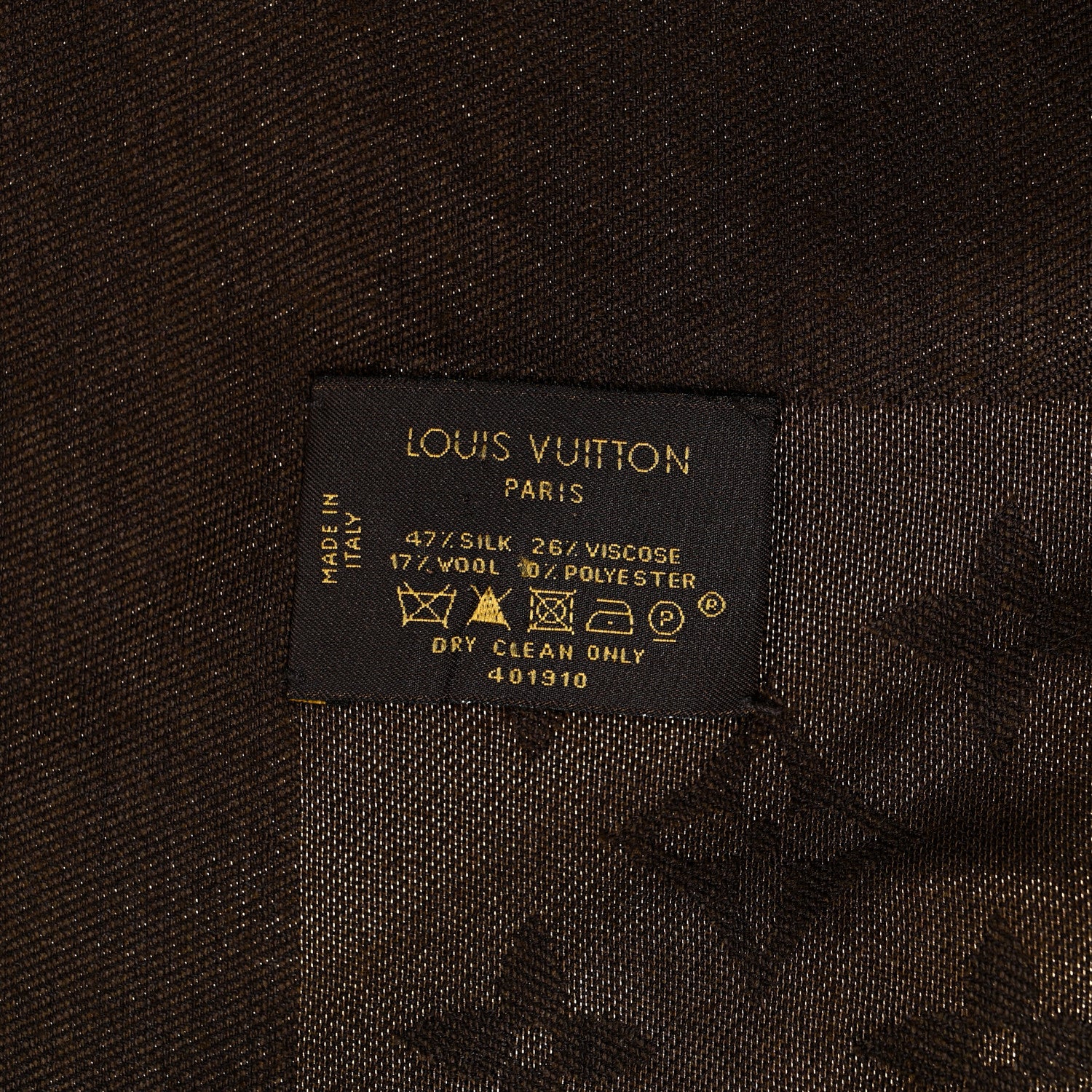 Louis Vuitton Silk Wool So Shine Monogram Shawl Gold 5 of 5