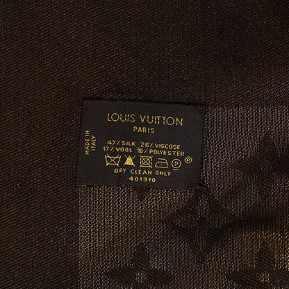 Louis Vuitton Silk Wool So Shine Monogram Shawl Gold 5 of 5