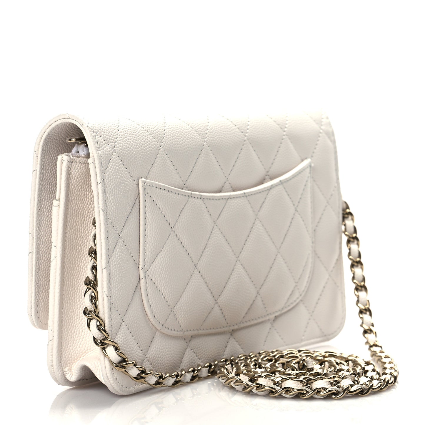 Caviar Quilted Wallet On Chain WOC White
