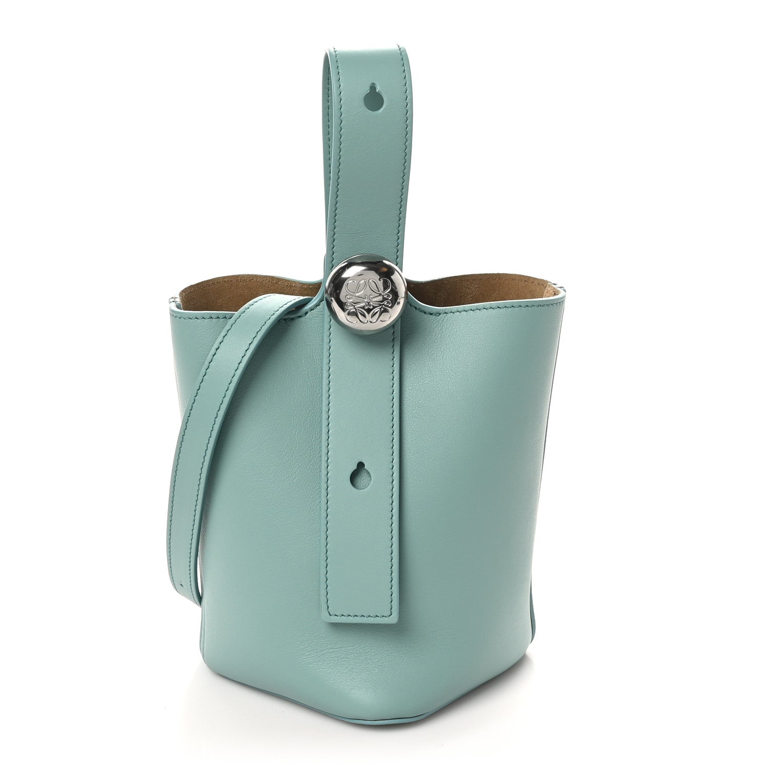 Loewe Soft Grained Calfskin Mini Pebble Bucket Bag Water 1 of 9