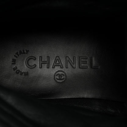 Chanel Calfskin Lambskin Lace Up Boots 37.5 Black 7 of 9