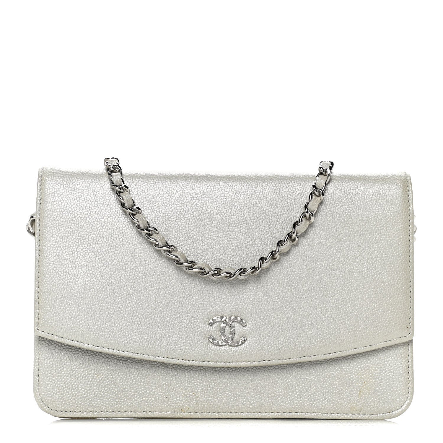 Chanel Caviar Sevruga Wallet on Chain WOC Silver 1 of 14