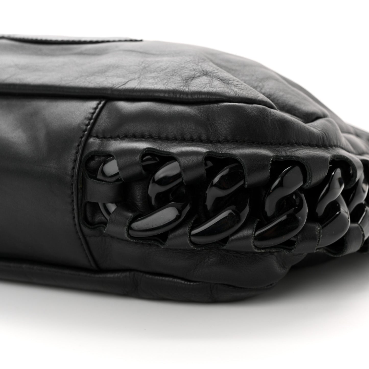 Calfskin Modern Chain Hobo Black