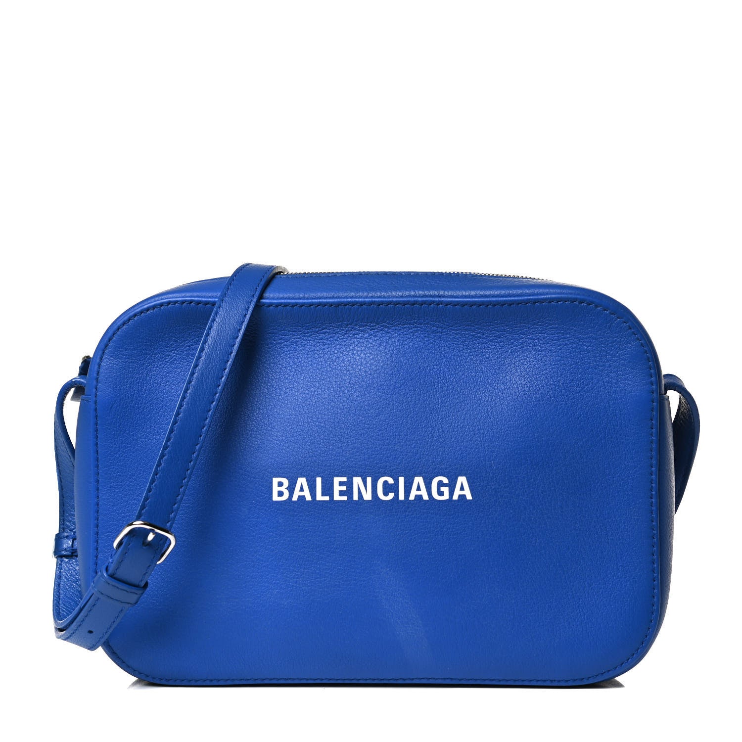 Balenciaga Smooth Calfskin Logo S Everyday Camera Bag Bleu Prim White 1 of 12