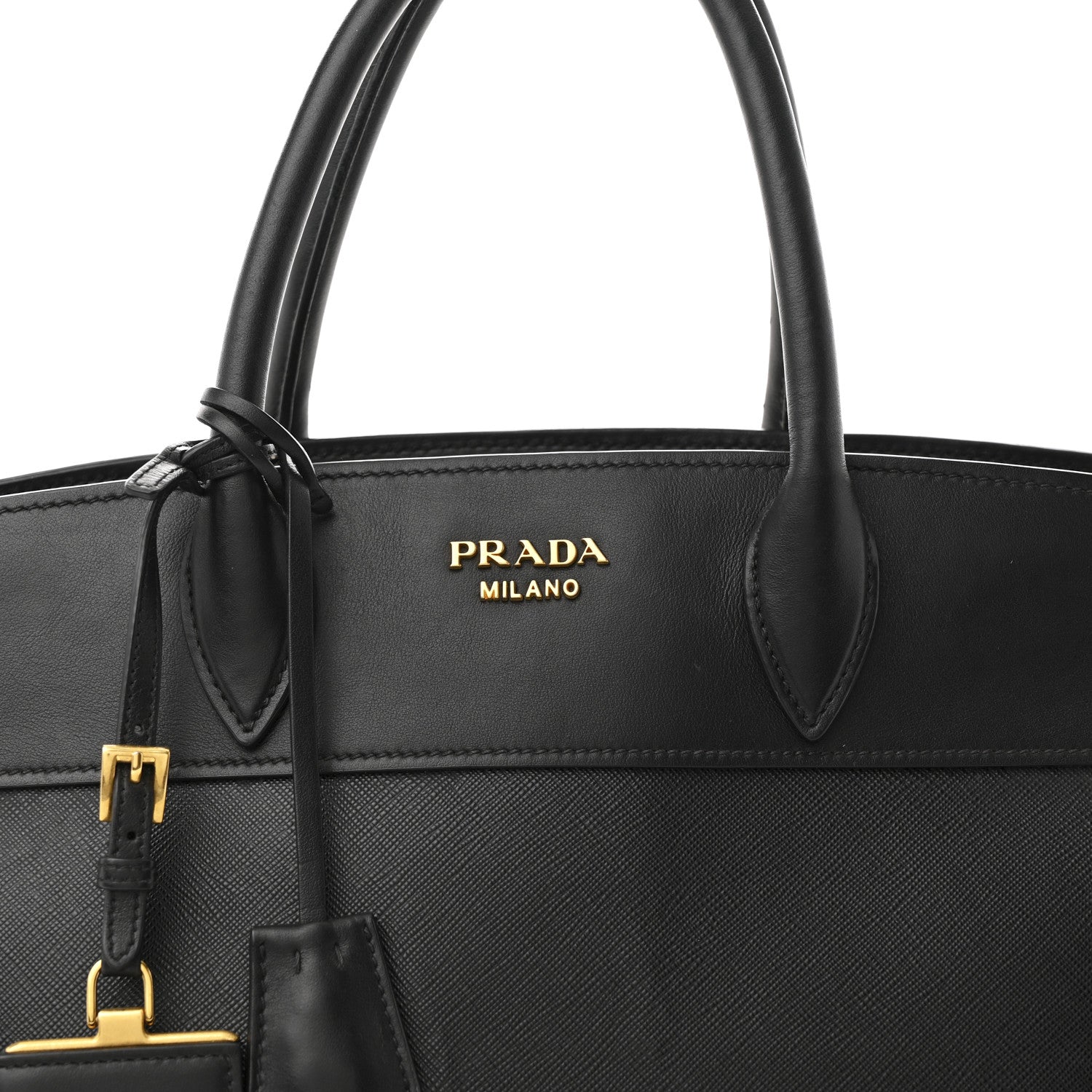 Prada Saffiano City Calfskin Medium Esplanade Tote Black 8 of 12