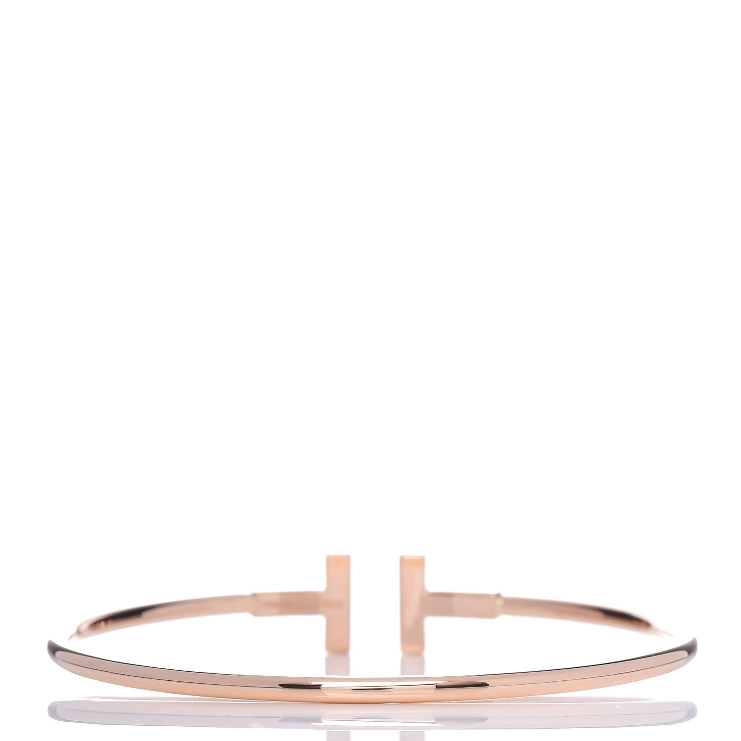 Tiffany 18K Rose Gold Diamond T Wire Bracelet 3 of 5
