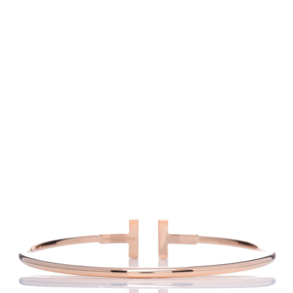 Tiffany 18K Rose Gold Diamond T Wire Bracelet 3 of 5