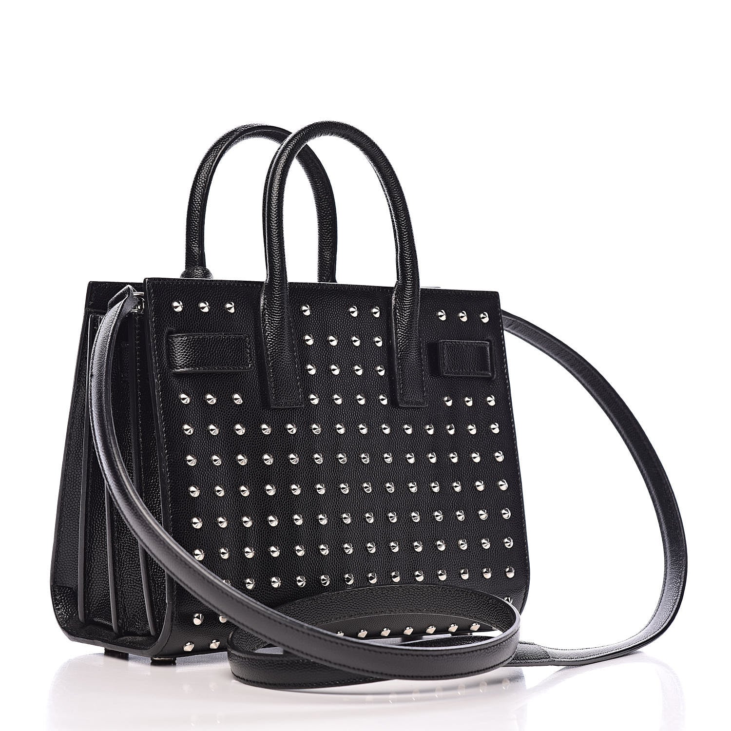 Saint Laurent Calfskin Studded Nano Sac De Jour Black 3 of 15