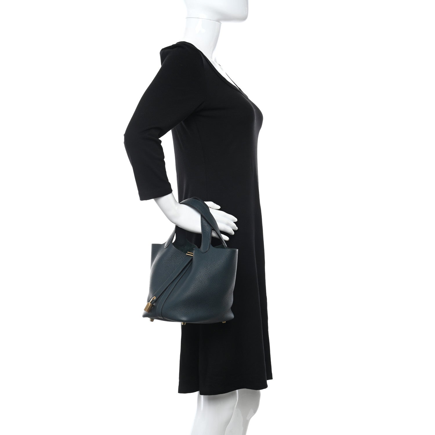 Hermes Taurillon Clemence Picotin Lock 18 PM Vert Cypress 1 of 10