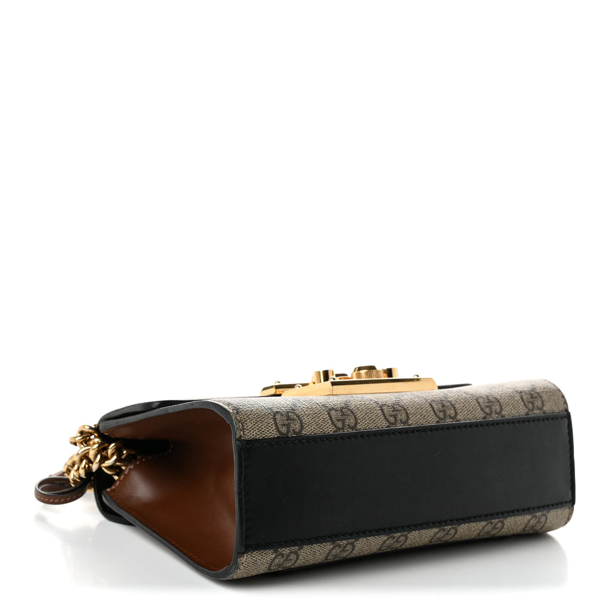 Gucci GG Supreme Monogram Calfskin Small Padlock Shoulder Bag Beige Black Cuir 4 of 10