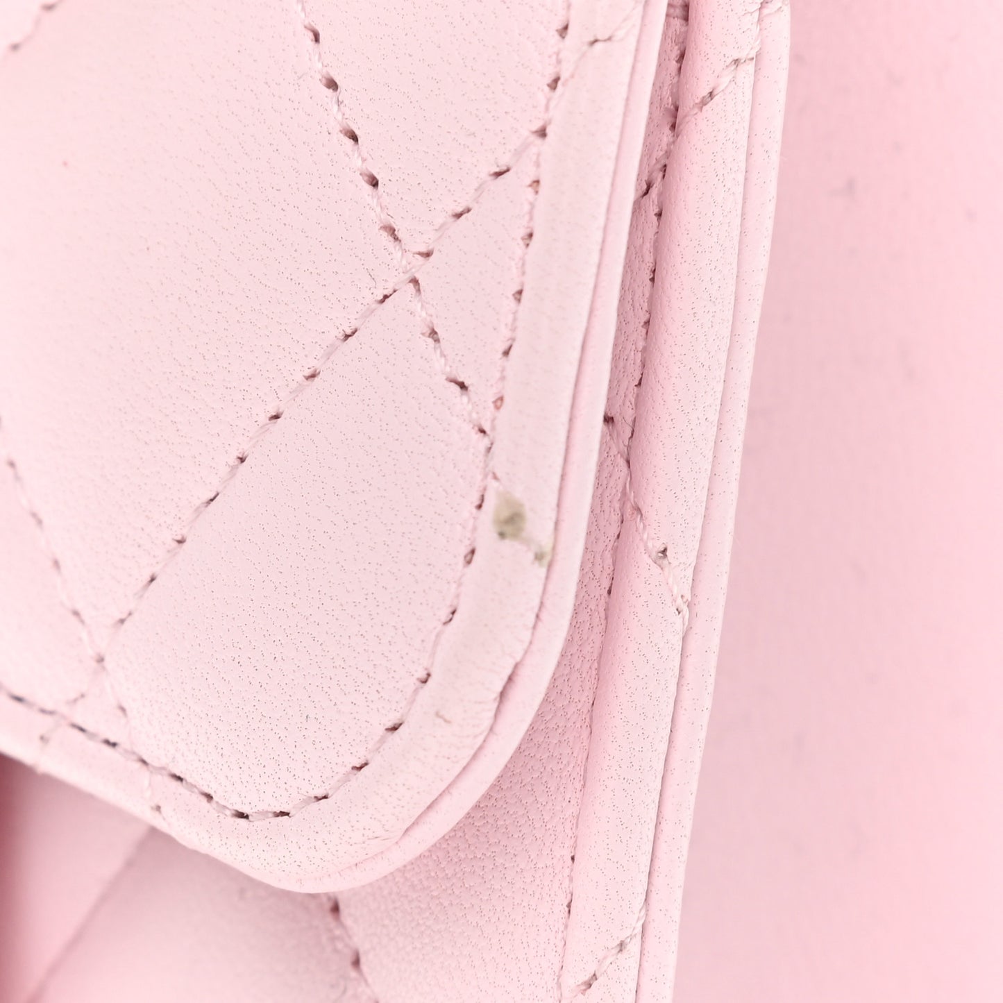 Lambskin Quilted Top Handle Clutch With Chain Light Pink