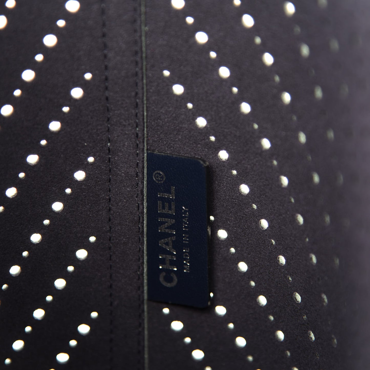 Perforated Grained Calfskin Large Shopping Tote Green
