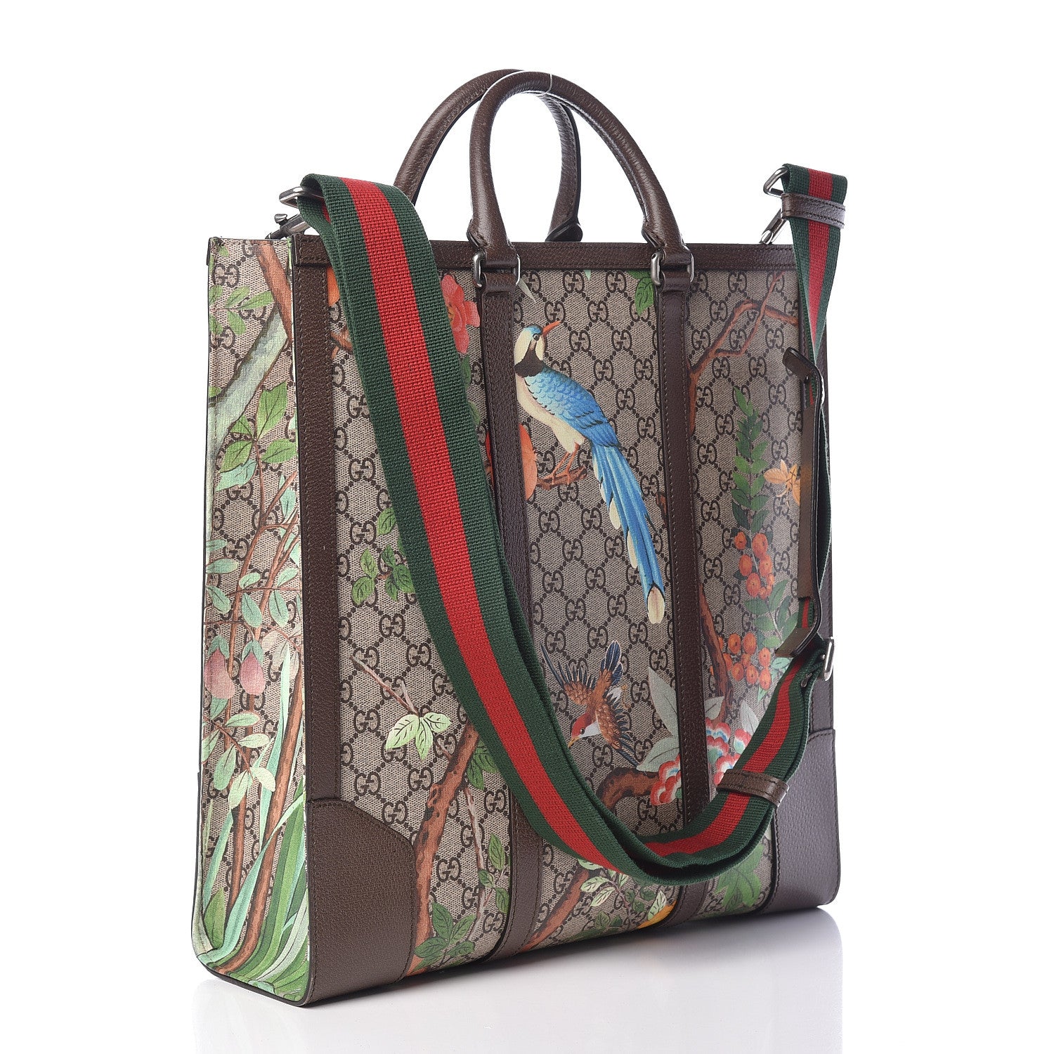 Gucci GG Supreme Monogram Tian Web Vertical Tote Beige Multicolor New Acero 3 of 14