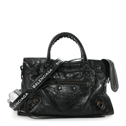 Balenciaga Agneau Classic Hardware S City Logo Strap Black White 1 of 10