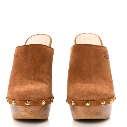 Gucci Suede Clog Platform Clog High Heel Slide Mules 38.5 Brown 2 of 9