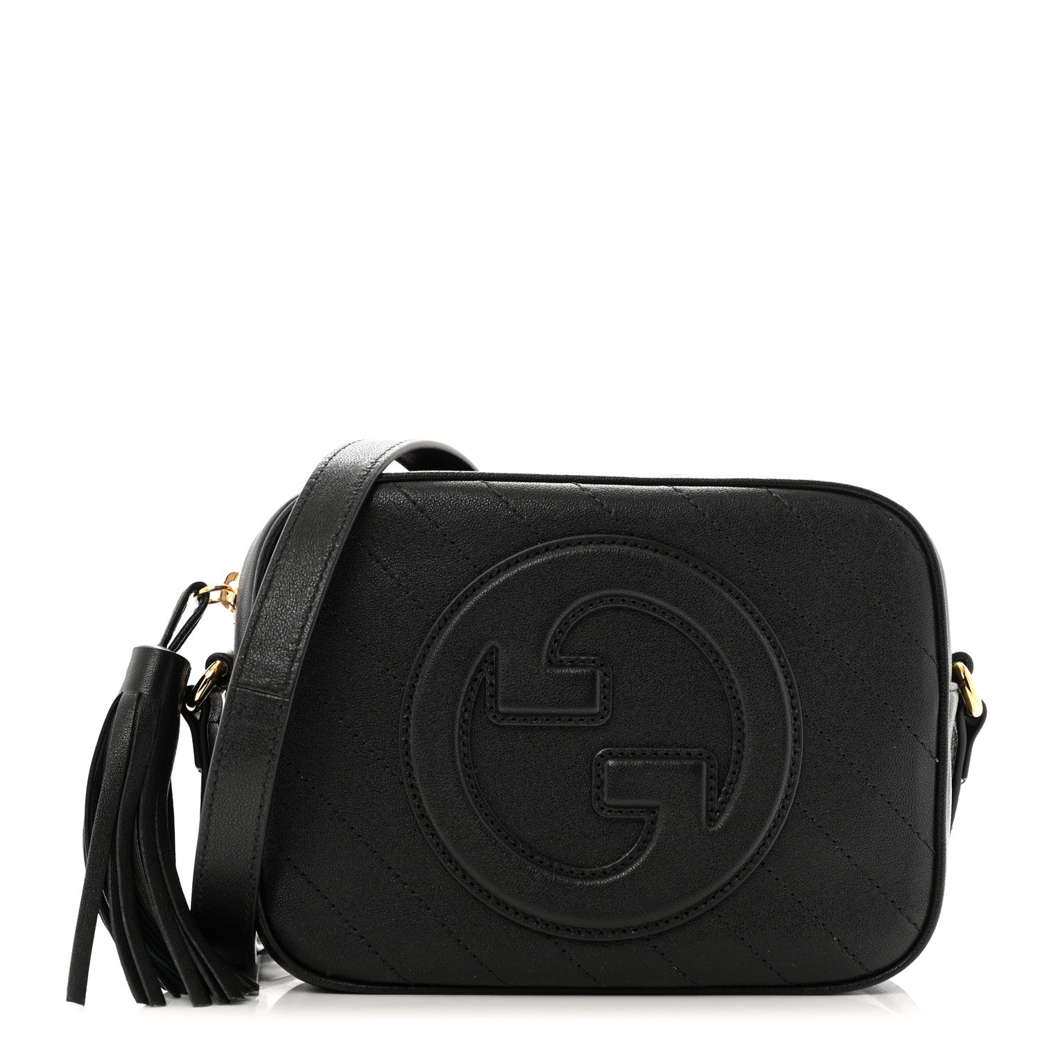 Gucci Sakai Be Green Calfskin Diagonal Stitched Small Blondie Shoulder Bag Black 1 of 11