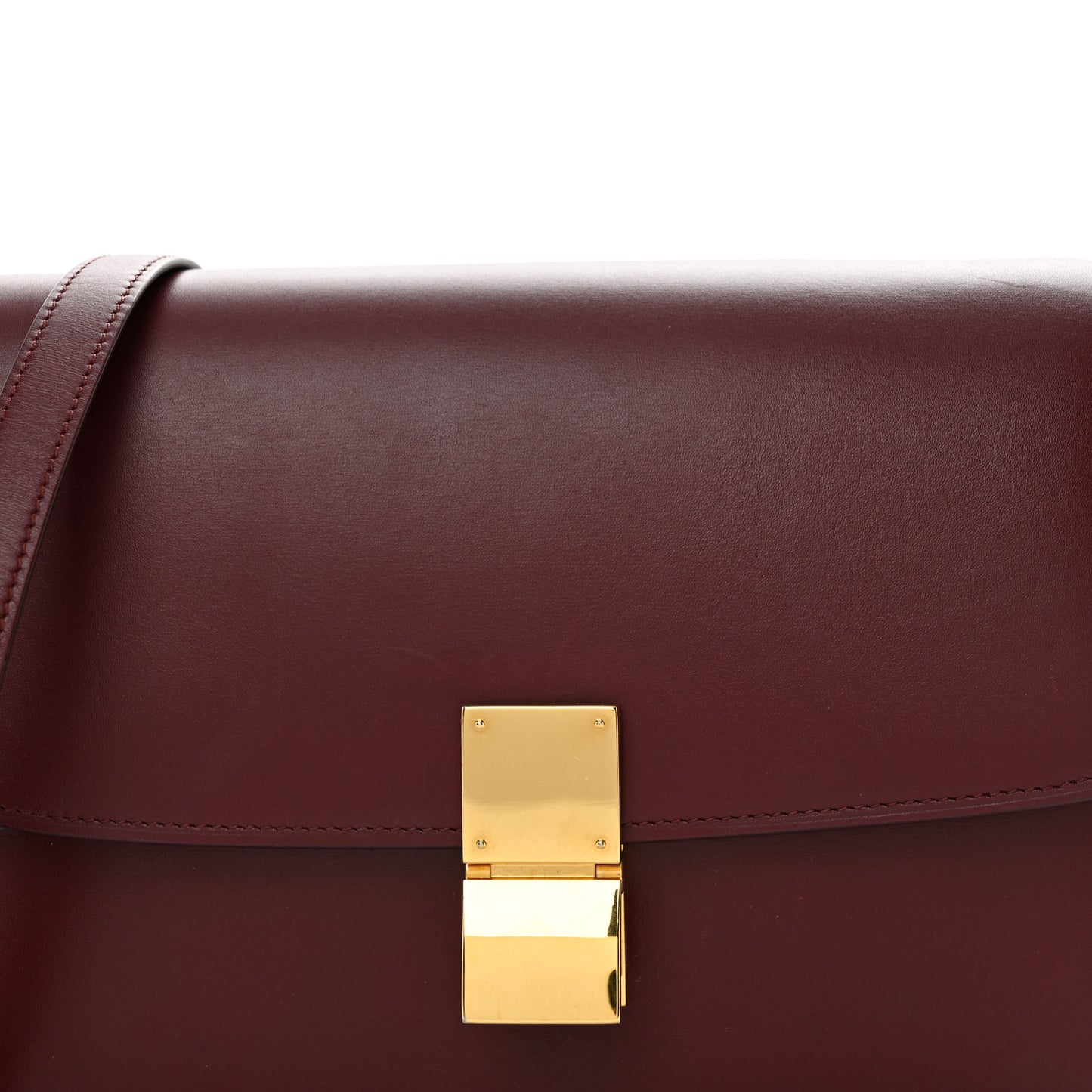 Box Calfskin Medium Classic Box Flap Bag Burgundy