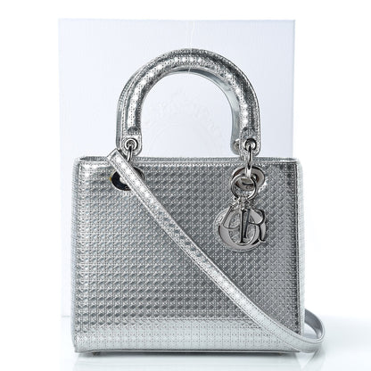 Christian Dior Metallic Patent Micro-Cannage Medium Lady Dior Silver 17 of 17