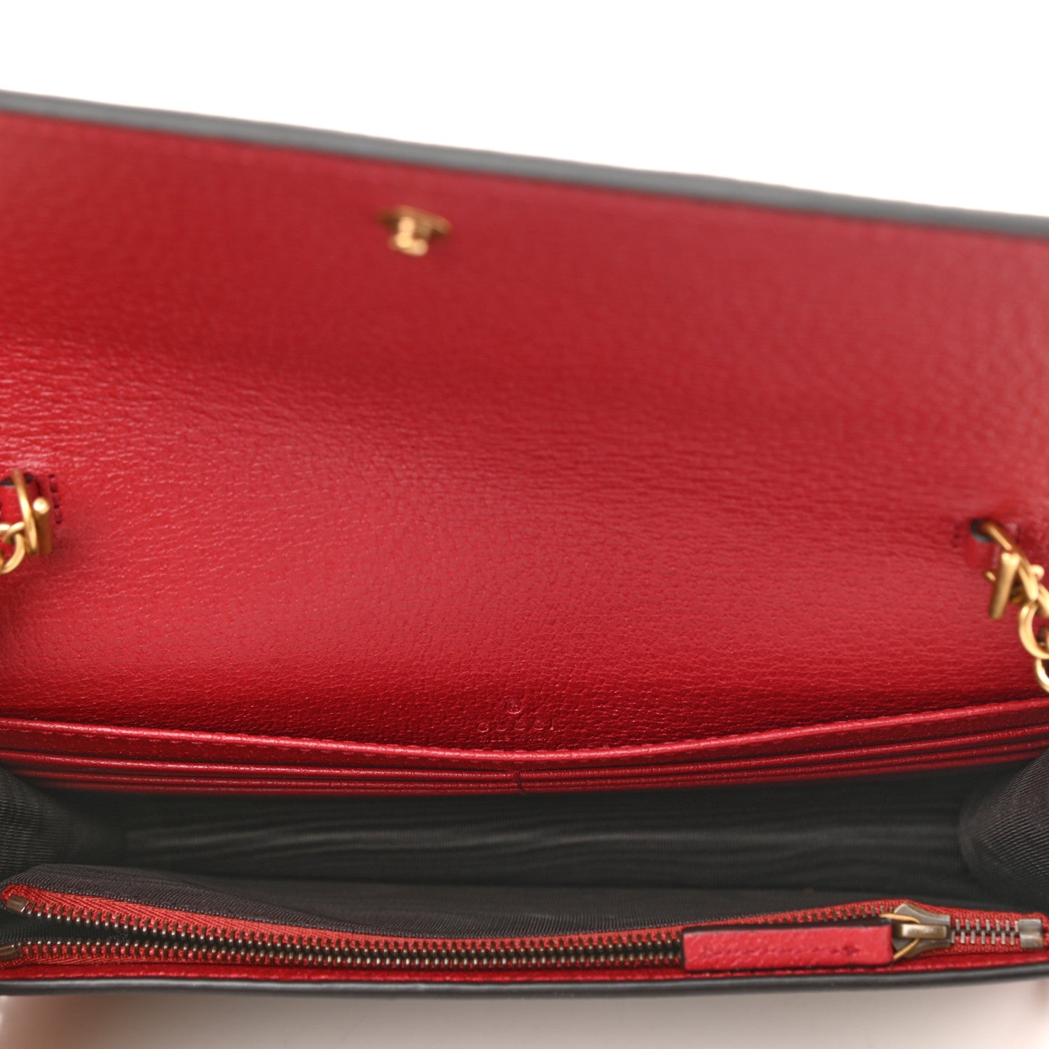 Gucci GG Supreme Monogram Web Queen Margaret Chain Wallet Red 5 of 9