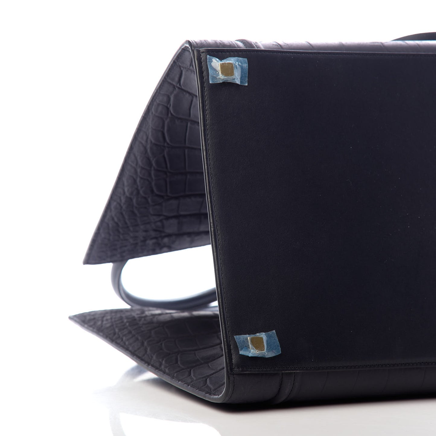 Crocodile Embossed Nubuck Medium Phantom Luggage Navy Blue