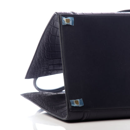 Celine Crocodile Embossed Nubuck Medium Phantom Luggage Navy Blue 7 of 9