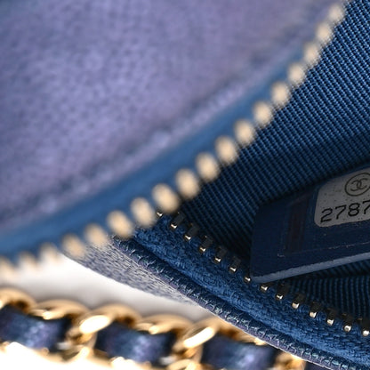 Chanel Iridescent Caviar Quilted Round Clutch With Chain Blue 7 of 10