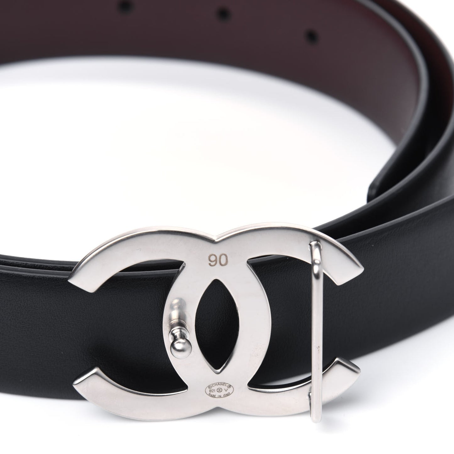 Calfskin CC Reversible Belt 90 Black Burgundy