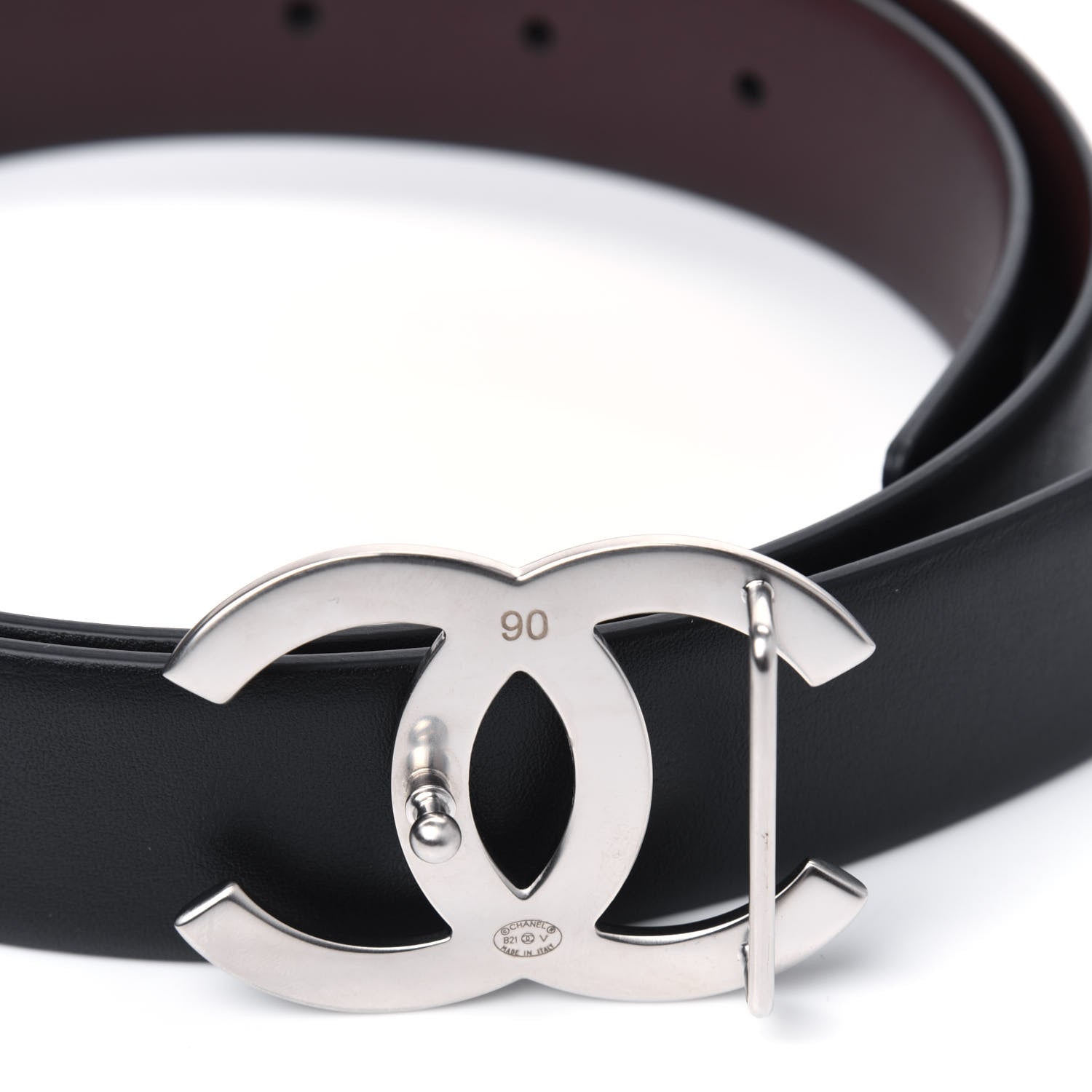 Chanel Calfskin CC Reversible Belt 90 Black Burgundy 3 of 3