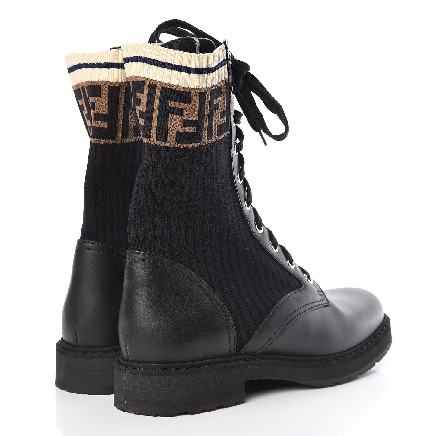 Calfskin Stretch Fabric Rockoko Biker Boots 38 Tobacco Black Marino