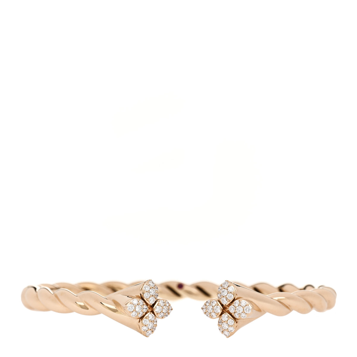 Roberto Coin 18K Yellow Gold Diamond Love in Verona Twist Open Bracelet 1 of 4
