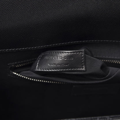 Saint Laurent Grain De Poudre Textured Mixed Matelasse Large Triquilt Monogram Satchel Black 7 of 12